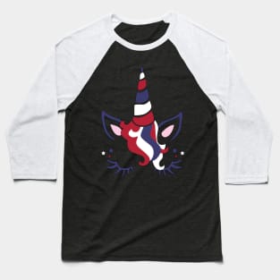 American Unicorn US Flag Cute Patriotic 4th of July Baseball T-Shirt